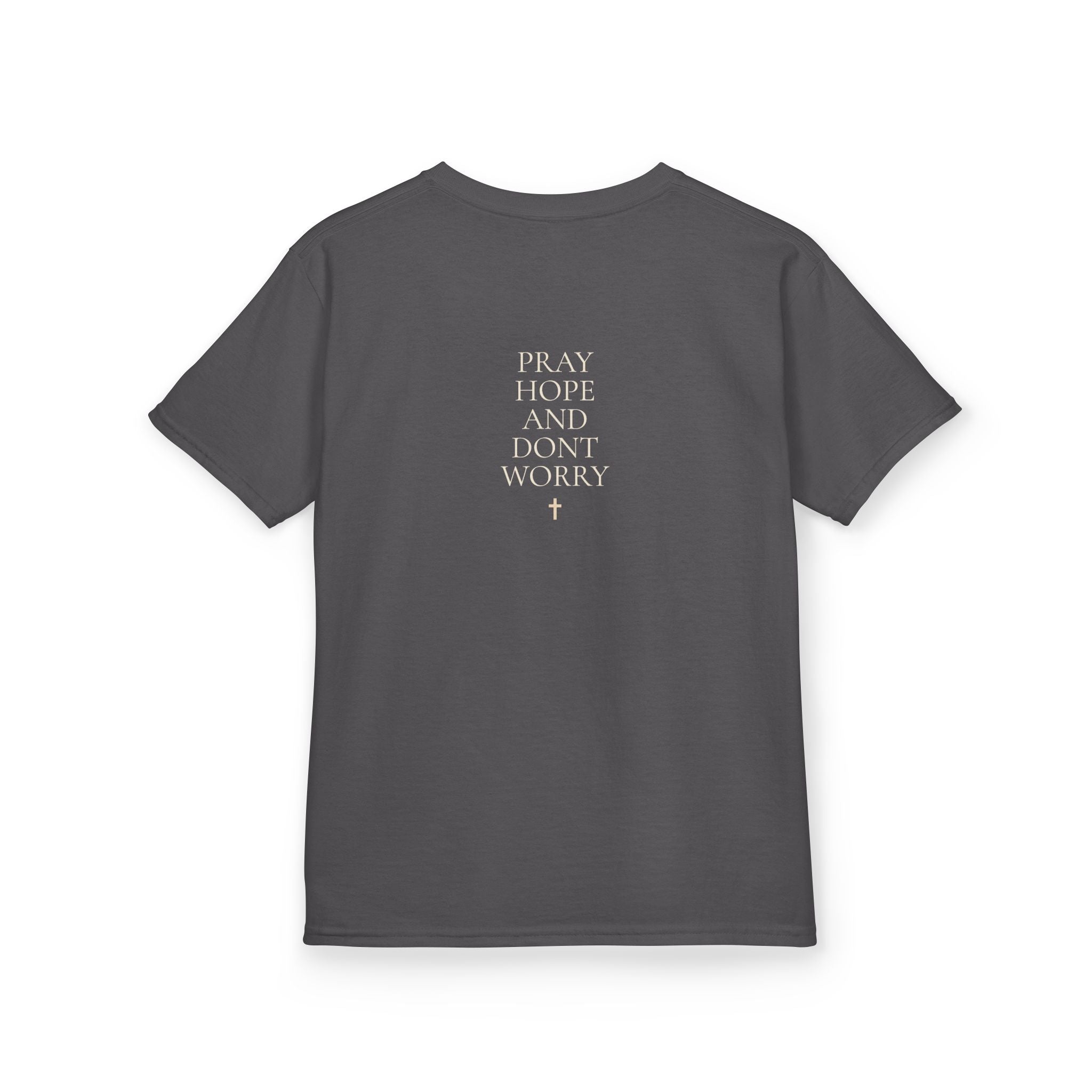 Padre Pio “Pray, Hope & Don’t Worry” Youth Tee | ORA KIDS
