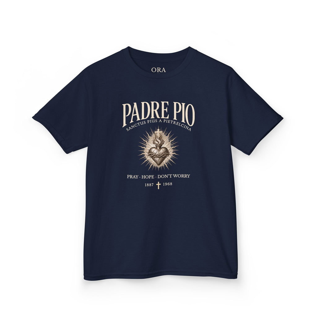 Padre Pio “Pray, Hope & Don’t Worry” Youth Tee | ORA KIDS