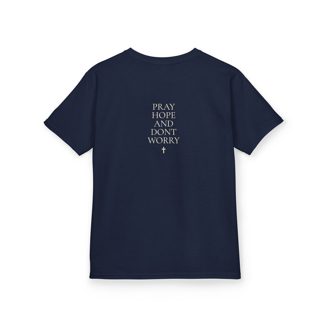 Padre Pio “Pray, Hope & Don’t Worry” Youth Tee | ORA KIDS