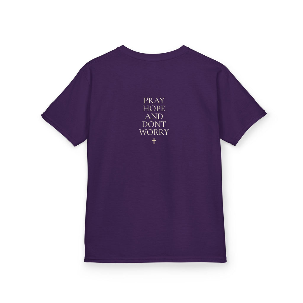 Padre Pio “Pray, Hope & Don’t Worry” Youth Tee | ORA KIDS